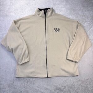Vintage 90s USA Olympics Full Zip Fleece Jacket Made in USA Mens XXL